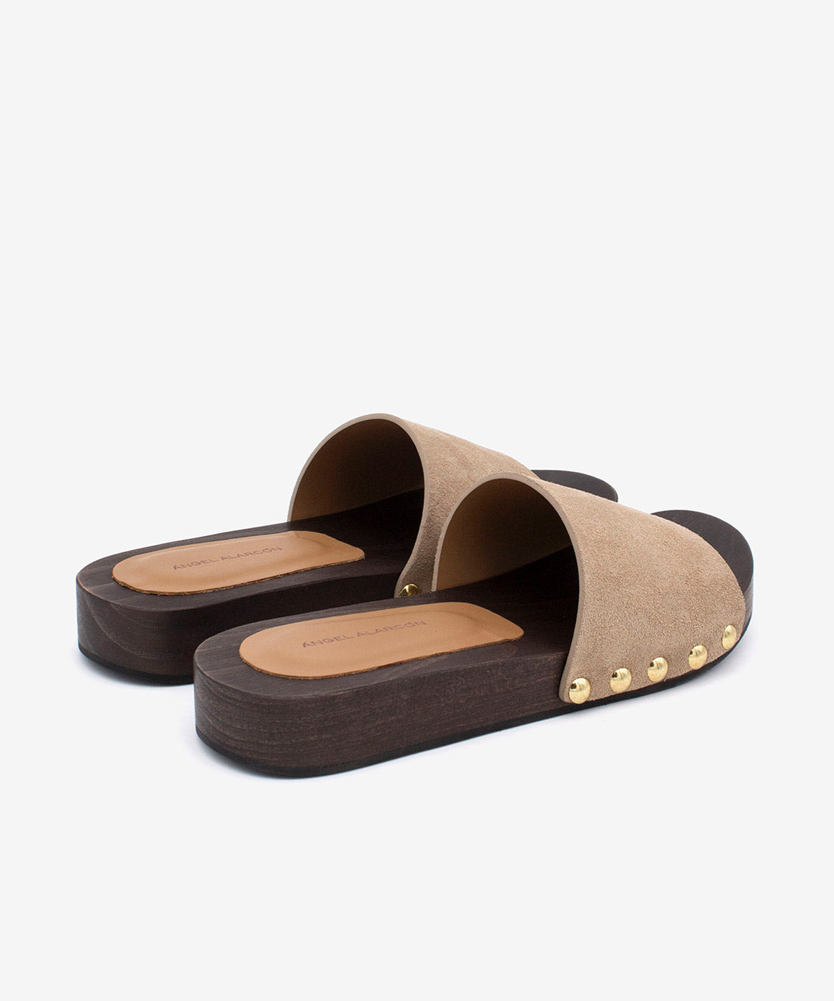 CLOE - Sandalia mule de serraje con suela de madera de Ante suede - Zapatos Nude - beige - Zapatos de mujer Ángel Alarcón - Women Shoes 2026