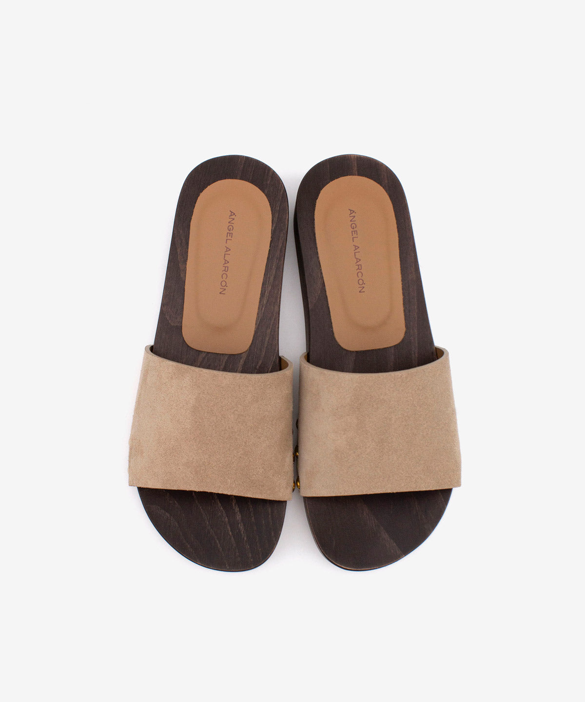 CLOE - Sandalia mule de serraje con suela de madera de Ante suede - Zapatos Nude - beige - Zapatos de mujer Ángel Alarcón - Women Shoes 2026