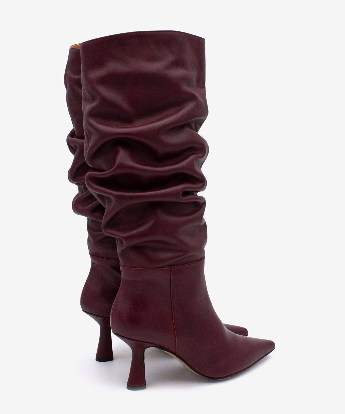 KEIRA - Bota alta de caña fruncida con tacon alto en piel suave - Zapatos Negros - Zapatos de mujer Ángel Alarcón - Women Shoes 2026