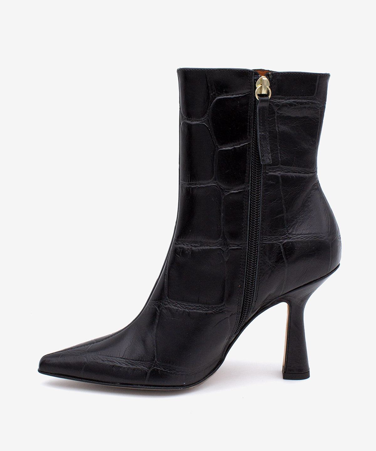 MIRIAM - Botín de tacón muy alto con puntera fina en piel print croco - Zapatos Negros - Zapatos de mujer Ángel Alarcón - Women Shoes 2026
