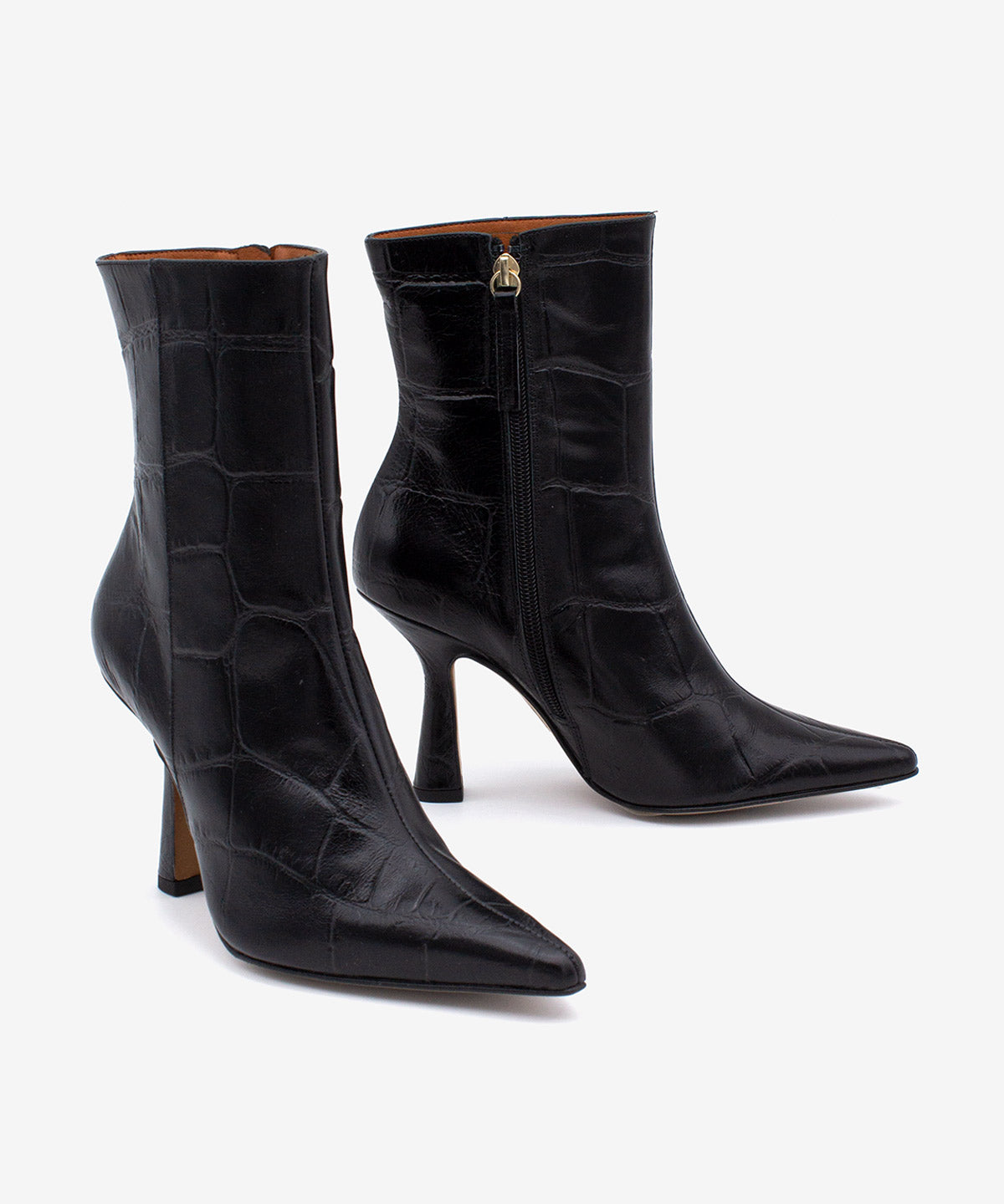 MIRIAM - Botín de tacón muy alto con puntera fina en piel print croco - Zapatos Negros - Zapatos de mujer Ángel Alarcón - Women Shoes 2026