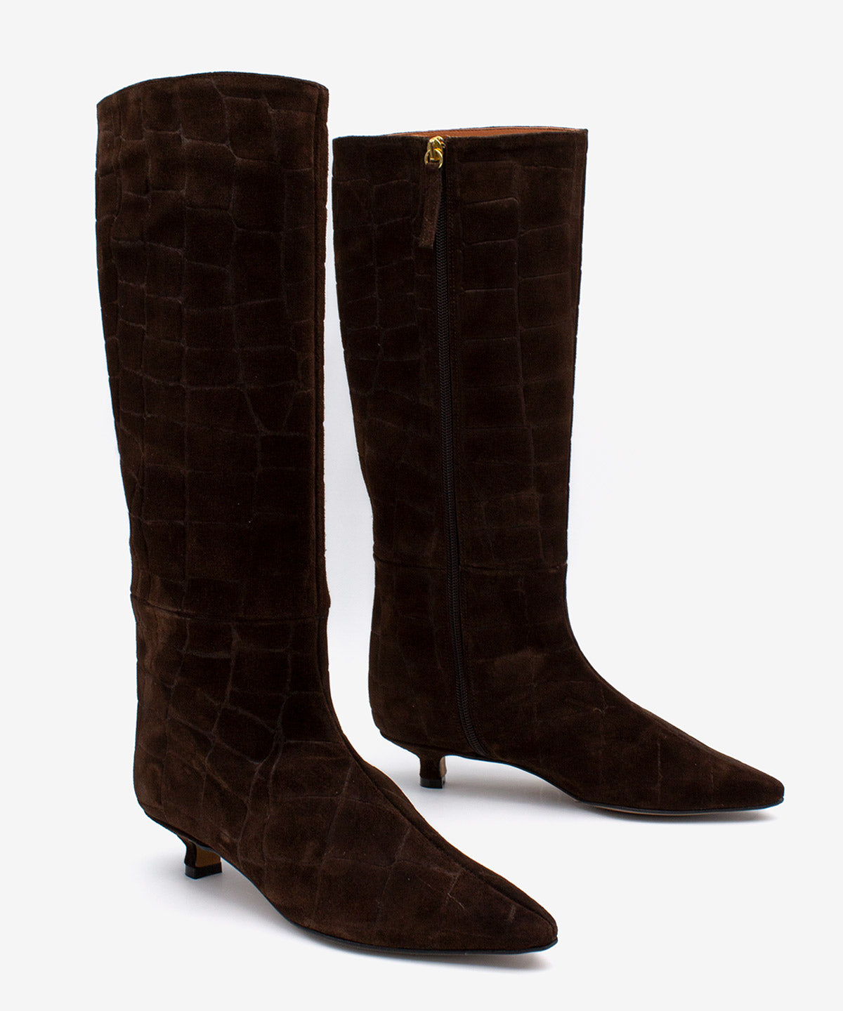 ELSA - Bota alta de tacón bajo con caña alta de serraje print croco - Zapatos m. oscuro - Zapatos de mujer Ángel Alarcón - Women Shoes 2026