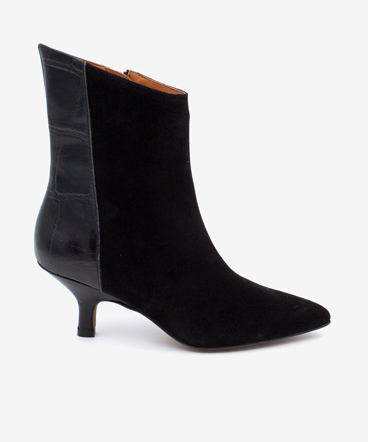 CHANTEL - Botín de mujer elegante con tacón de serraje y print cocodrilo - Zapatos Negros - Zapatos de mujer Ángel Alarcón - Women Shoes 2026