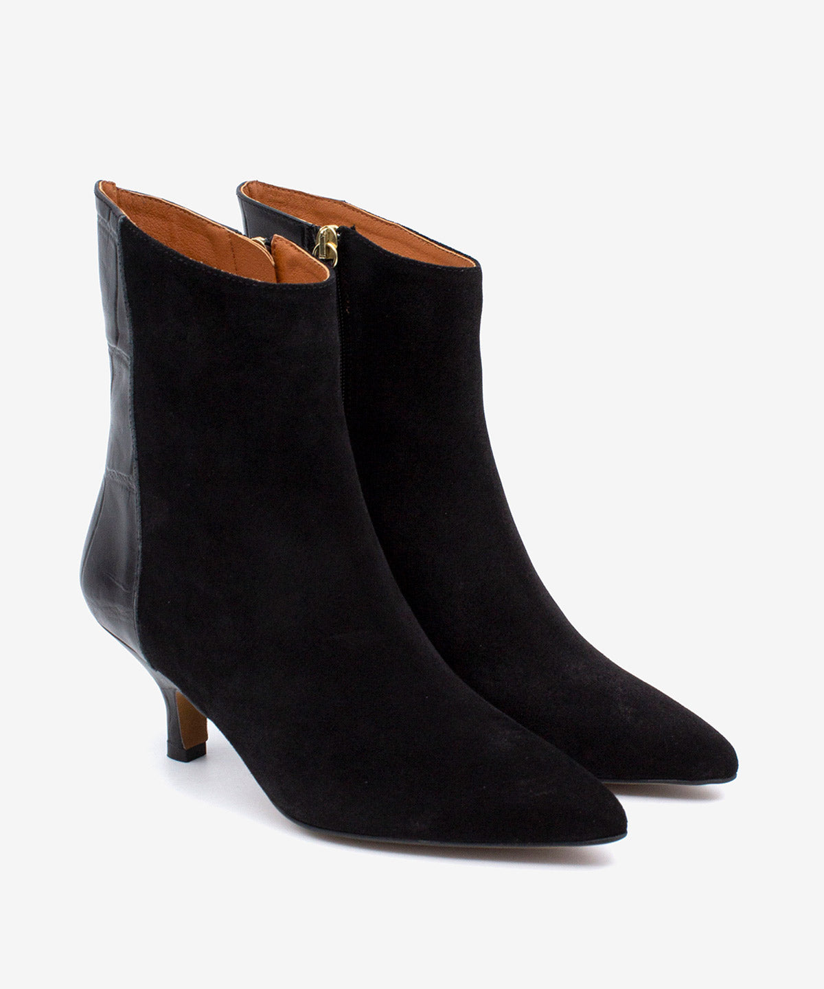 CHANTEL - Botín de mujer elegante con tacón de serraje y print cocodrilo - Zapatos Negros - Zapatos de mujer Ángel Alarcón - Women Shoes 2026