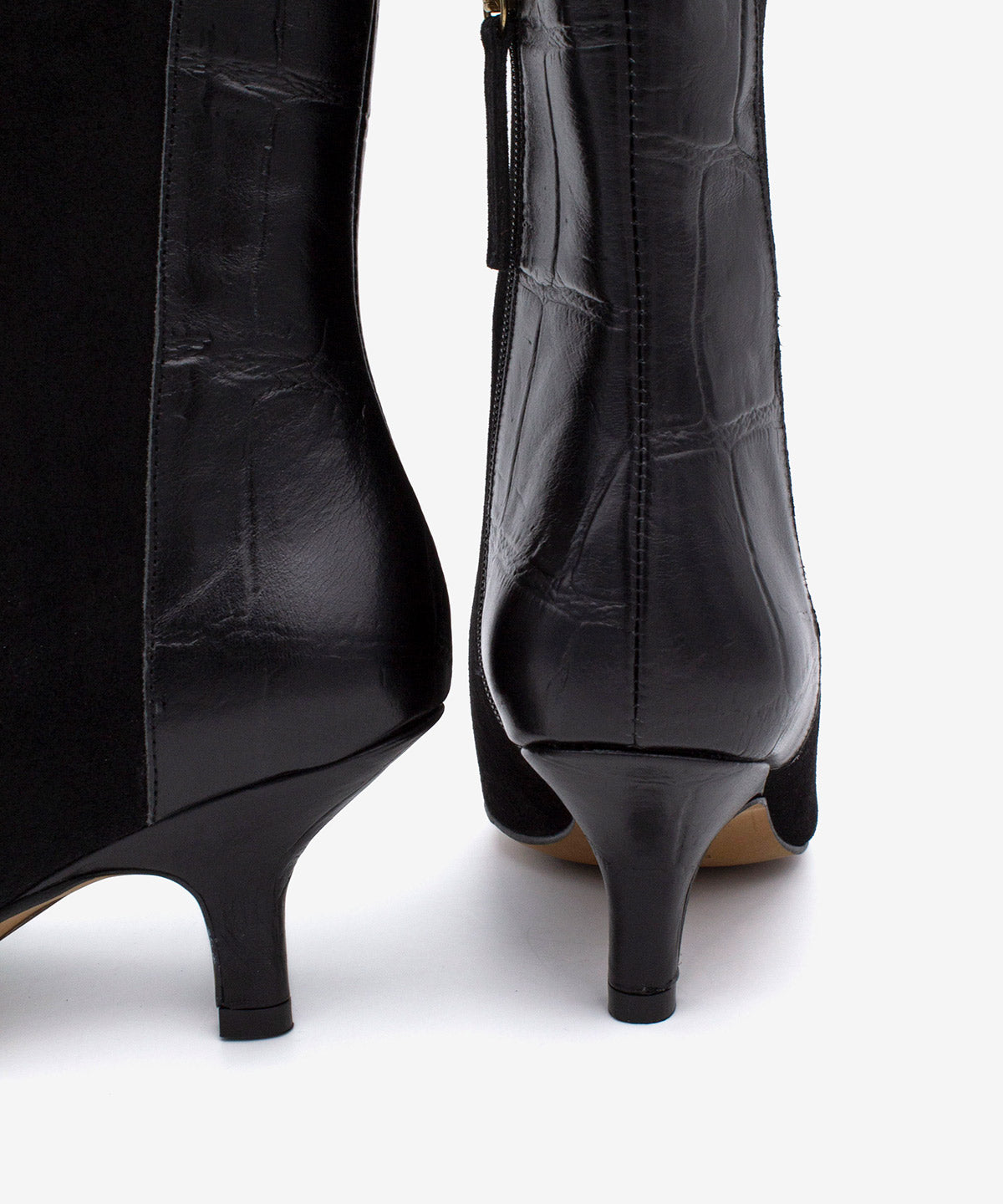 CHANTEL - Botín de mujer elegante con tacón de serraje y print cocodrilo - Zapatos Negros - Zapatos de mujer Ángel Alarcón - Women Shoes 2026