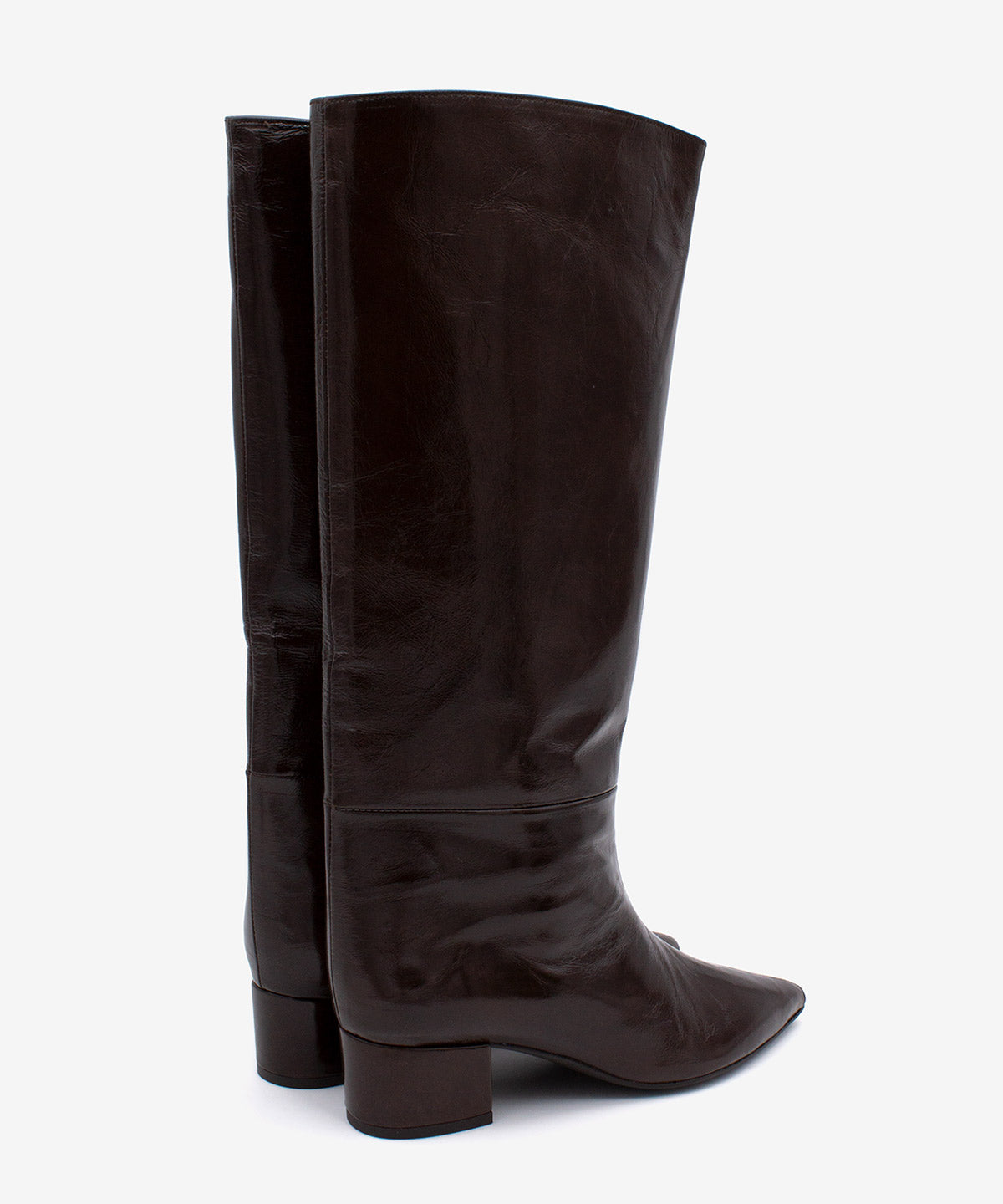 JOVANNA - Bota gaucha de piel brillante y tacón ancho de piel brillante texturizada - Zapatos m. oscuro - Zapatos de mujer Ángel Alarcón - Women Shoes 2026