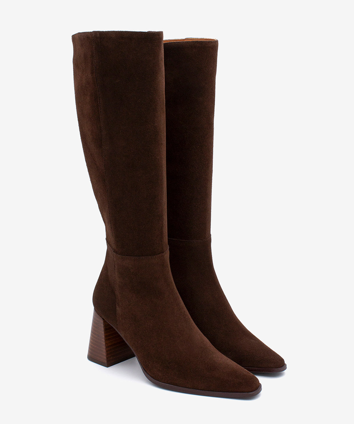 TRITAS - Bota alta de serraje con tacón ancho efecto madera - Zapatos m. oscuro - Zapatos de mujer Ángel Alarcón - Women Shoes 2026
