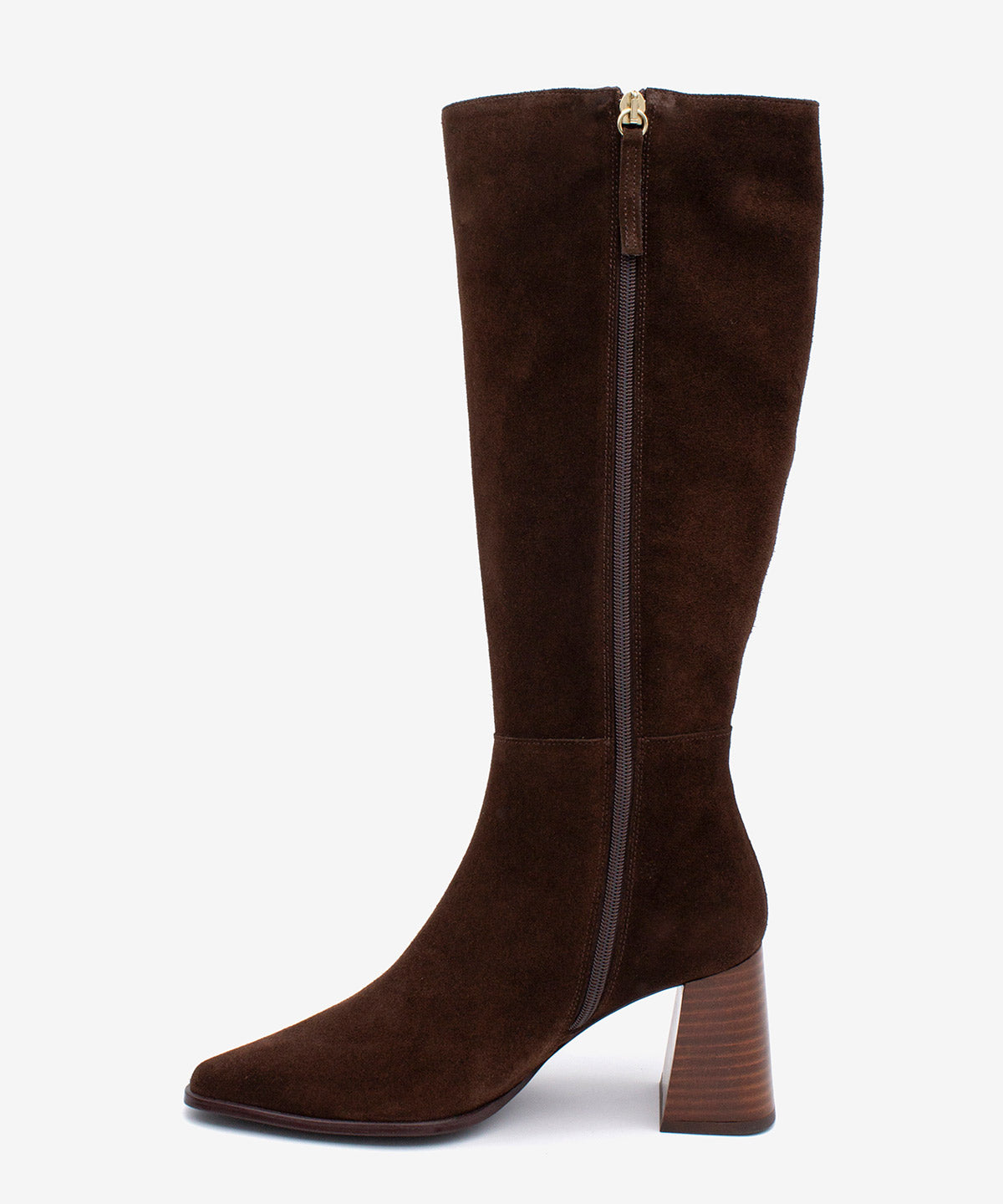 TRITAS - Bota alta de serraje con tacón ancho efecto madera - Zapatos m. oscuro - Zapatos de mujer Ángel Alarcón - Women Shoes 2026
