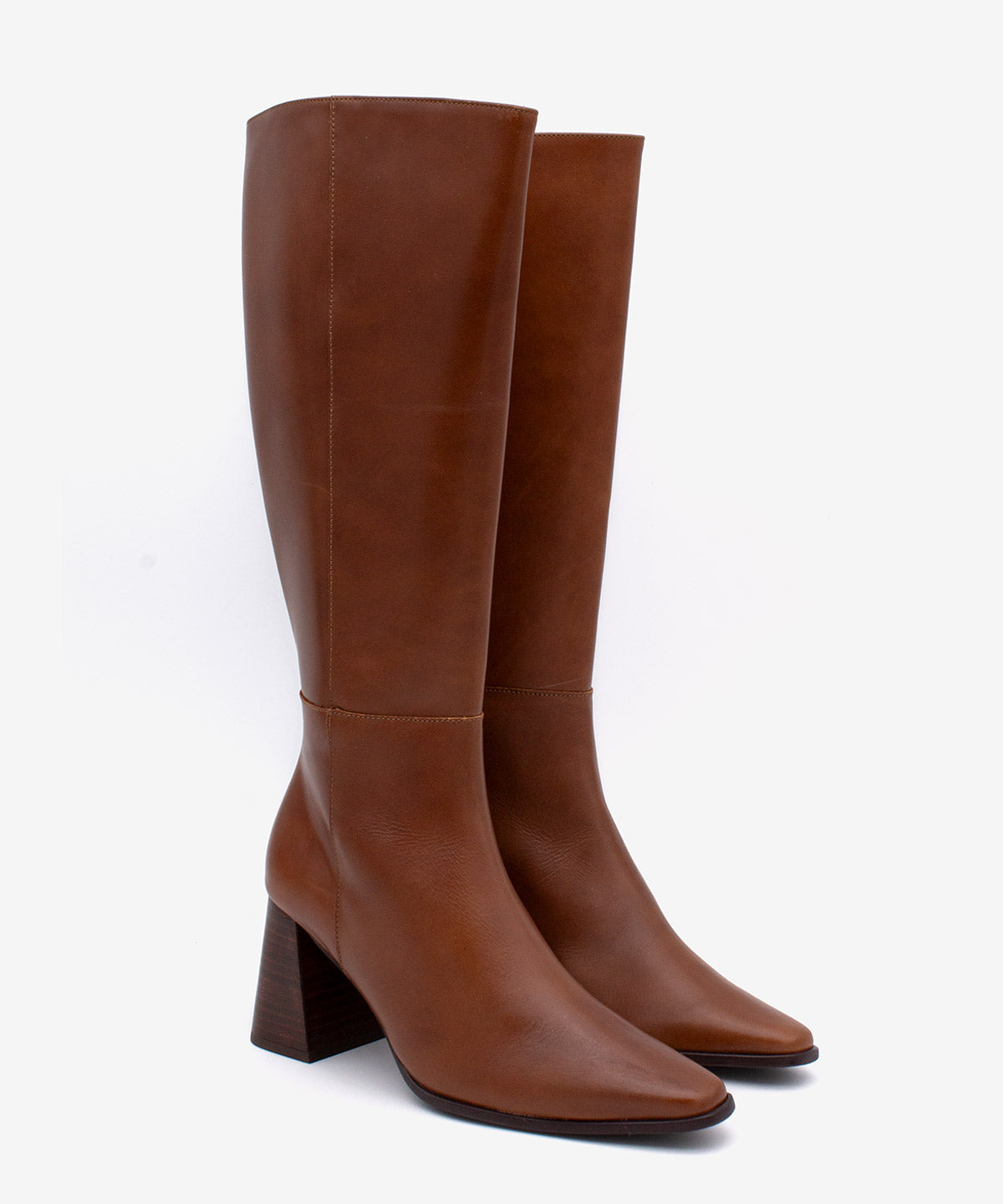 TRITAS - Bota alta de piel lisa semibrillante con tacón efecto madera - SIENA (C.Vazquez) - Zapatos de mujer Ángel Alarcón - Women Shoes 2026
