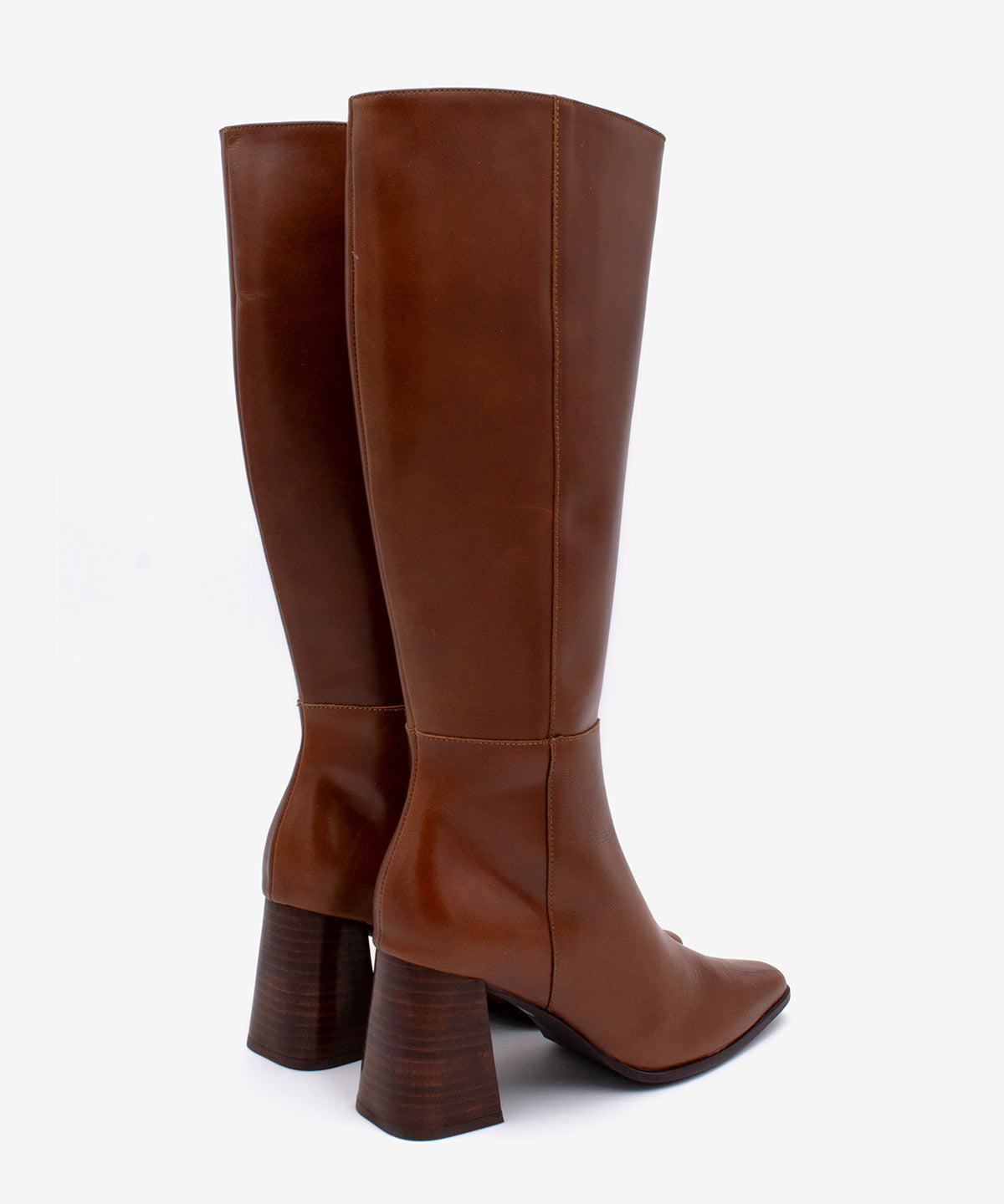 TRITAS - Bota alta de piel lisa semibrillante con tacón efecto madera - SIENA (C.Vazquez) - Zapatos de mujer Ángel Alarcón - Women Shoes 2026
