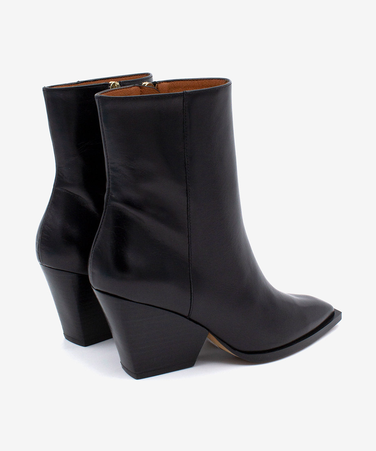 MIRETTE - Botín western de mujer de tacón ancho geométrico en piel lisa semibrillo - Zapatos Negros - Zapatos de mujer Ángel Alarcón - Women Shoes 2026