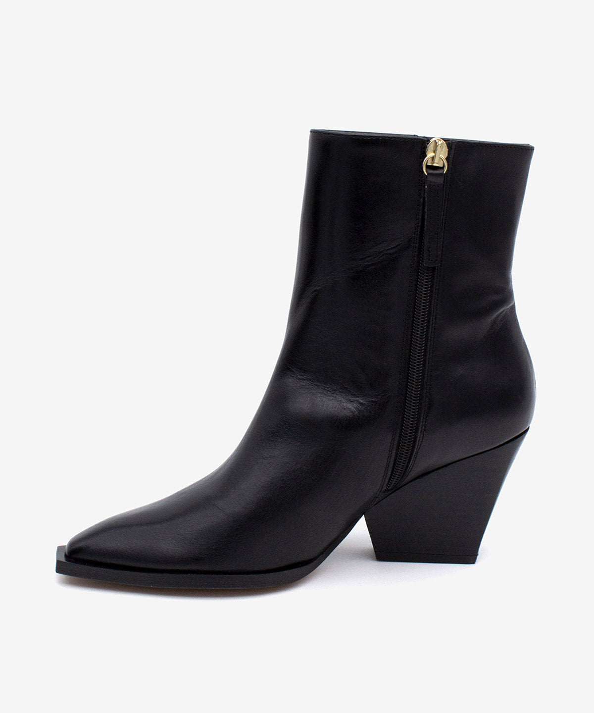 MIRETTE - Botín western de mujer de tacón ancho geométrico en piel lisa semibrillo - Zapatos Negros - Zapatos de mujer Ángel Alarcón - Women Shoes 2026