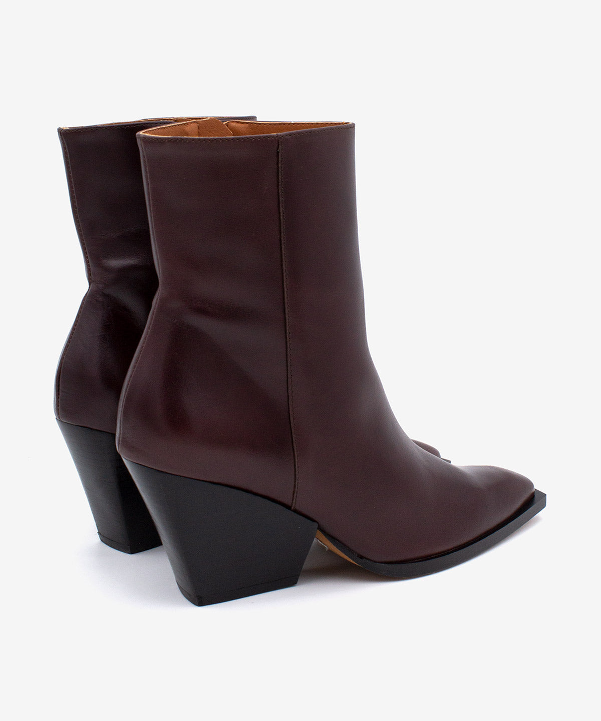MIRETTE - Botín western de mujer de tacón ancho geométrico en piel lisa semibrillo - Zapatos Negros - Zapatos de mujer Ángel Alarcón - Women Shoes 2026