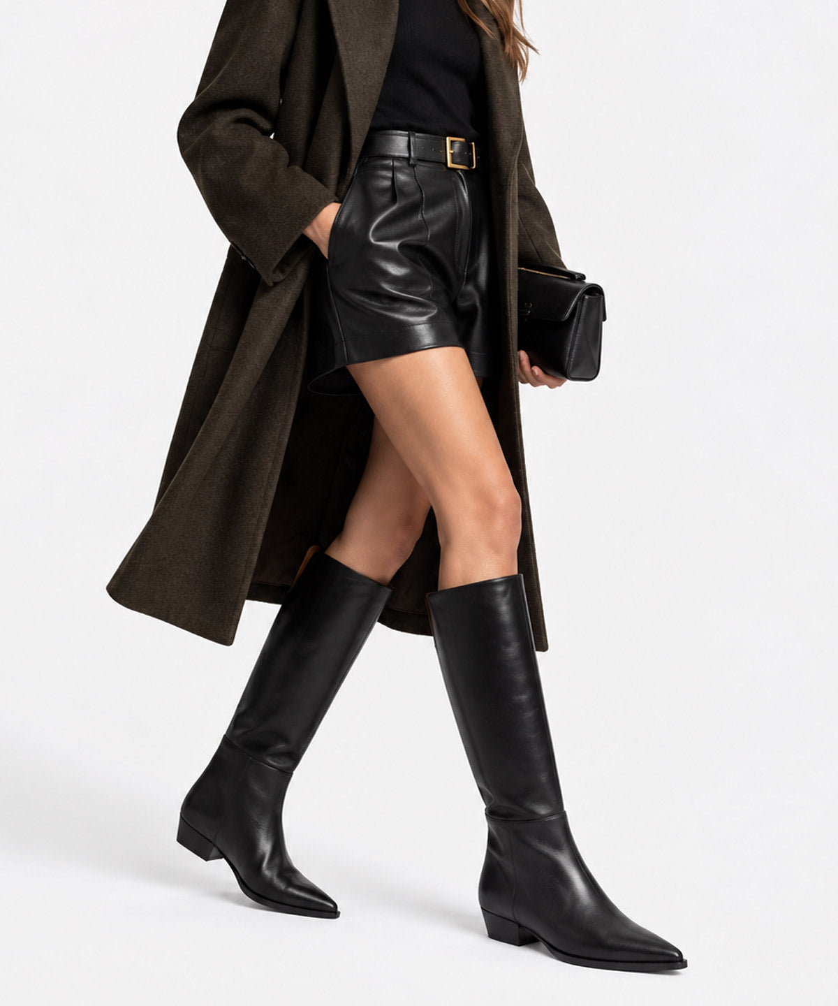 EMIRA - Bota alta de estilo western con puntera fina en piel lisa semibrillo - Zapatos Negros - Zapatos de mujer Ángel Alarcón - Women Shoes 2026