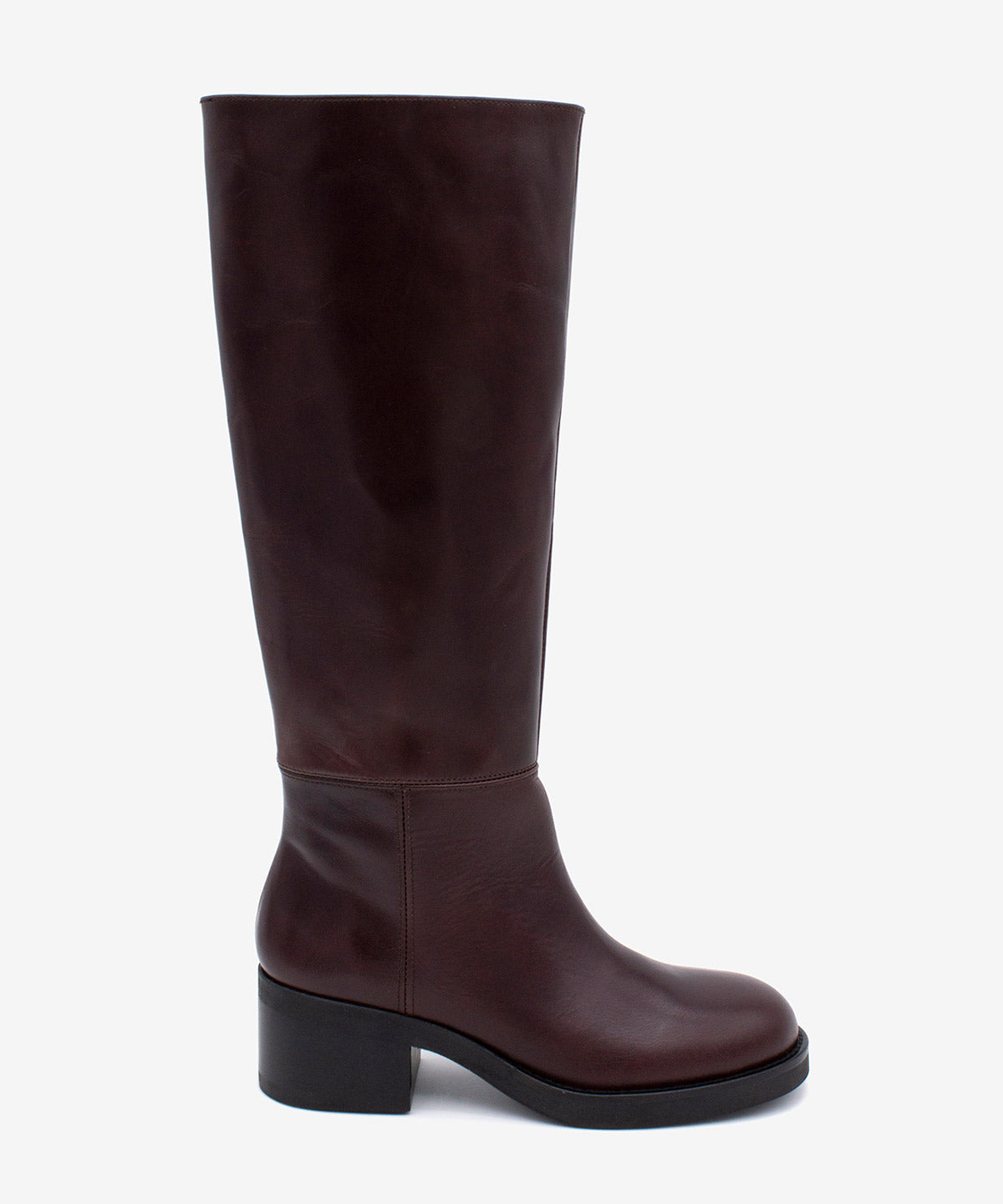 ICITA - Bota alta cómoda de tacón bajo con suela de goma en piel lisa semibrillo - Zapatos m. oscuro - Zapatos de mujer Ángel Alarcón - Women Shoes 2026