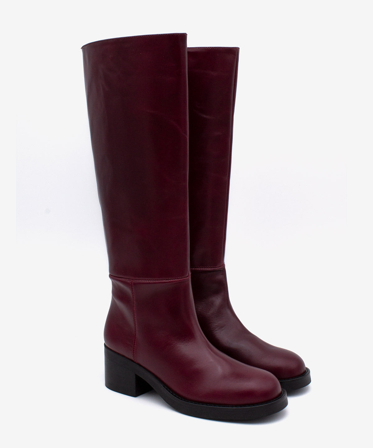 ICITA - Bota alta cómoda de tacón bajo con suela de goma en piel lisa semibrillo - Zapatos m. oscuro - Zapatos de mujer Ángel Alarcón - Women Shoes 2026