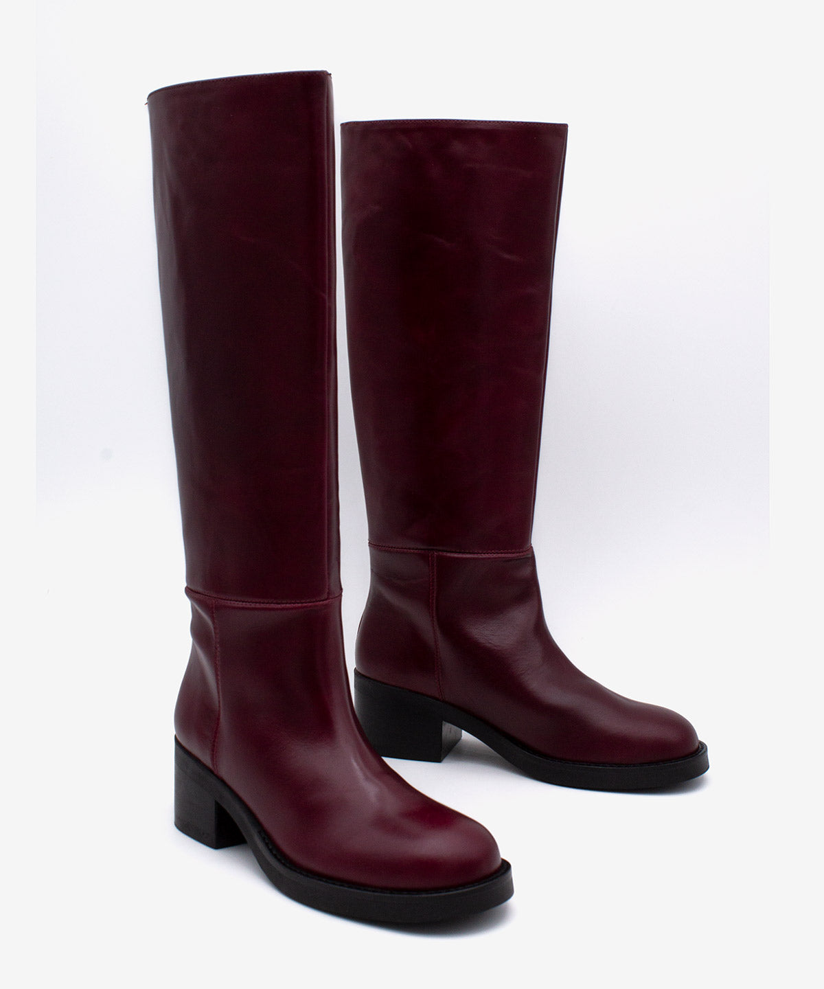 ICITA - Bota alta cómoda de tacón bajo con suela de goma en piel lisa semibrillo - Zapatos m. oscuro - Zapatos de mujer Ángel Alarcón - Women Shoes 2026