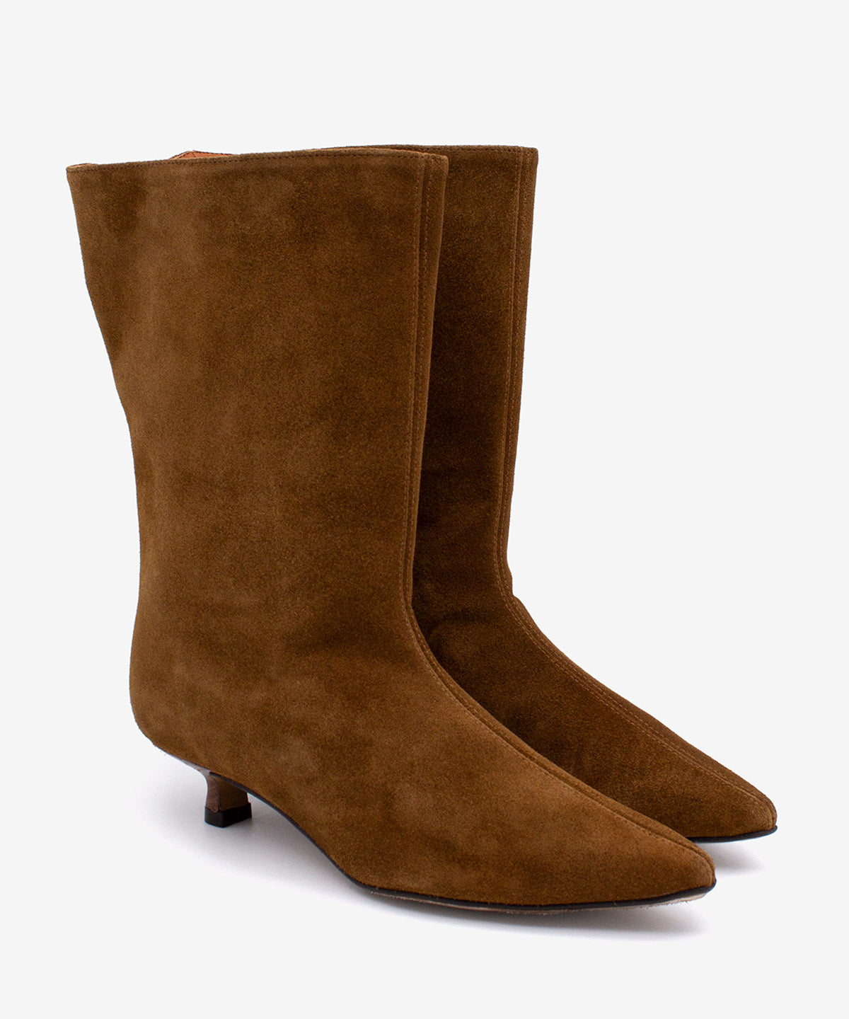 LAIVA - Bota gaucha de caña media de serraje con tacón de madera - Zapatos marrones - Zapatos de mujer Ángel Alarcón - Women Shoes 2026