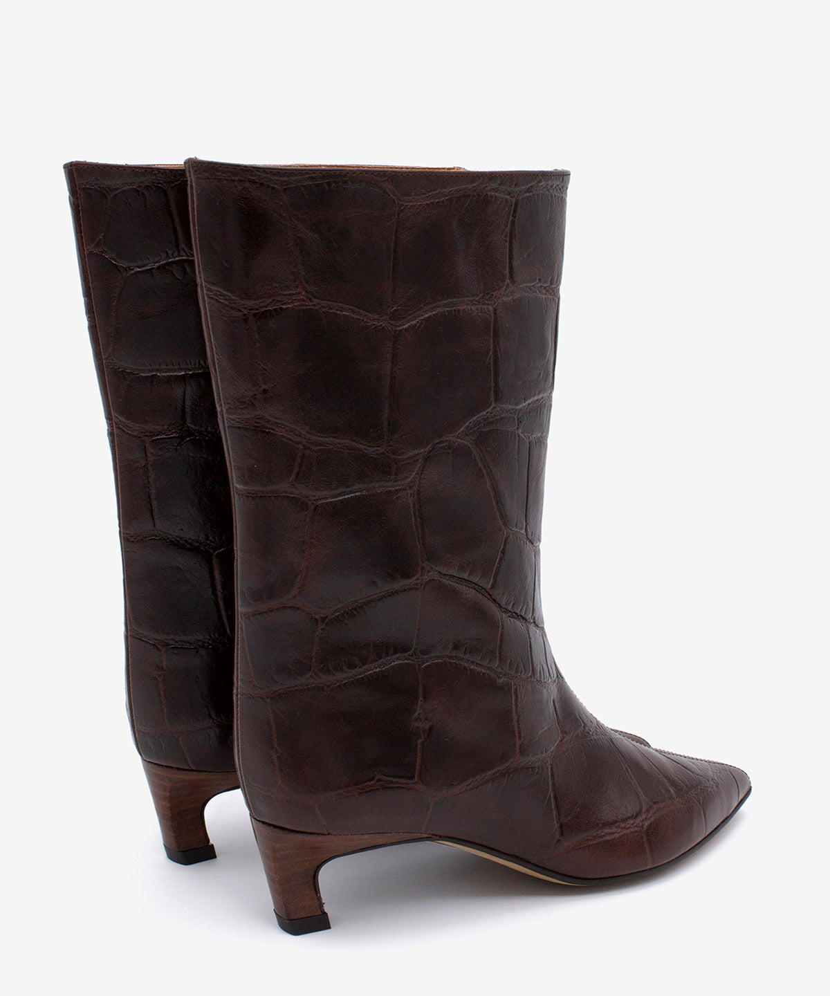 ELISHA - Bota gaucha de caña baja y tacón cómodo de piel print croco - Zapatos m. oscuro - Zapatos de mujer Ángel Alarcón - Women Shoes 2026
