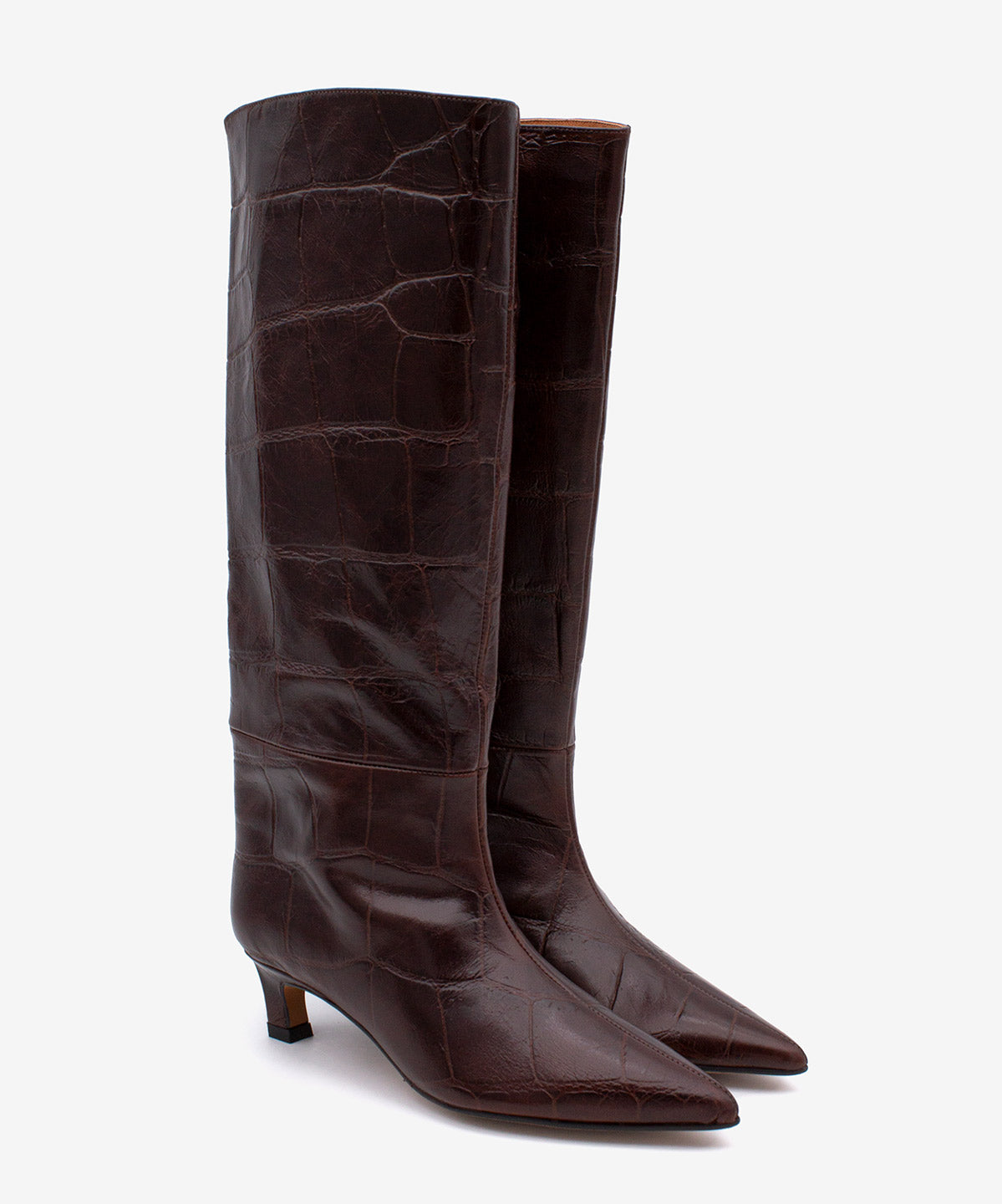 GEMINA - Bota alta de tacón fino de piel print croco - Zapatos m. oscuro - Zapatos de mujer Ángel Alarcón - Women Shoes 2026