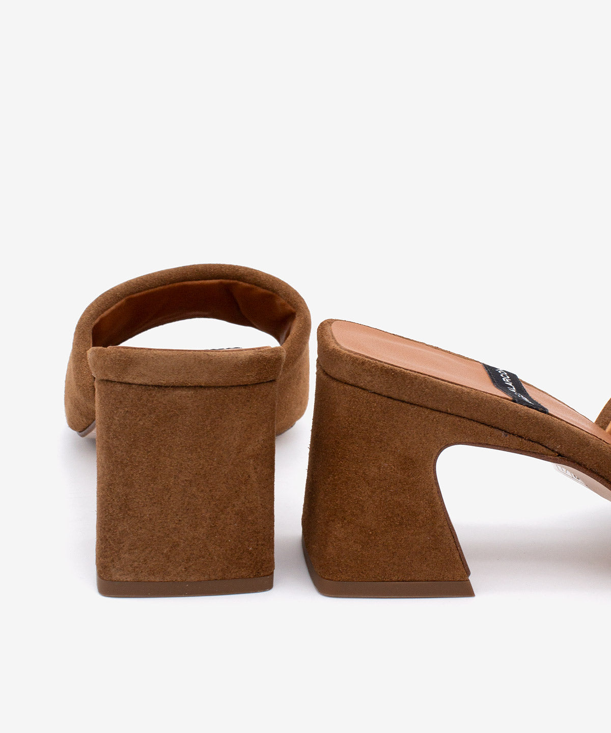 STREEP - Mule con tacón de diseño ancho de serraje – marrón – Talla 39 – Ángel Alarcón