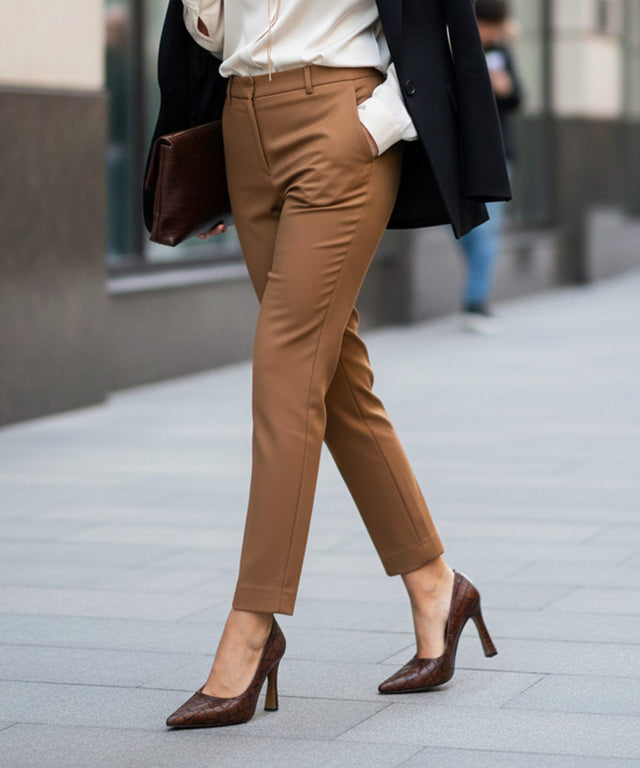 Mujer con estiletos piel print