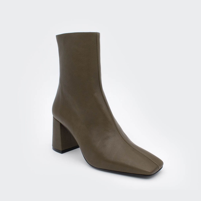 ≫ ALAND ≪ Women's square toe booties, wide heel and zip