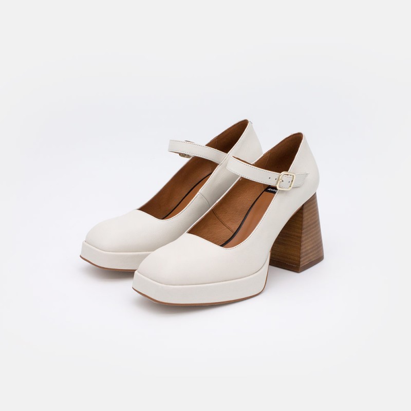 white mary jane platform pumps