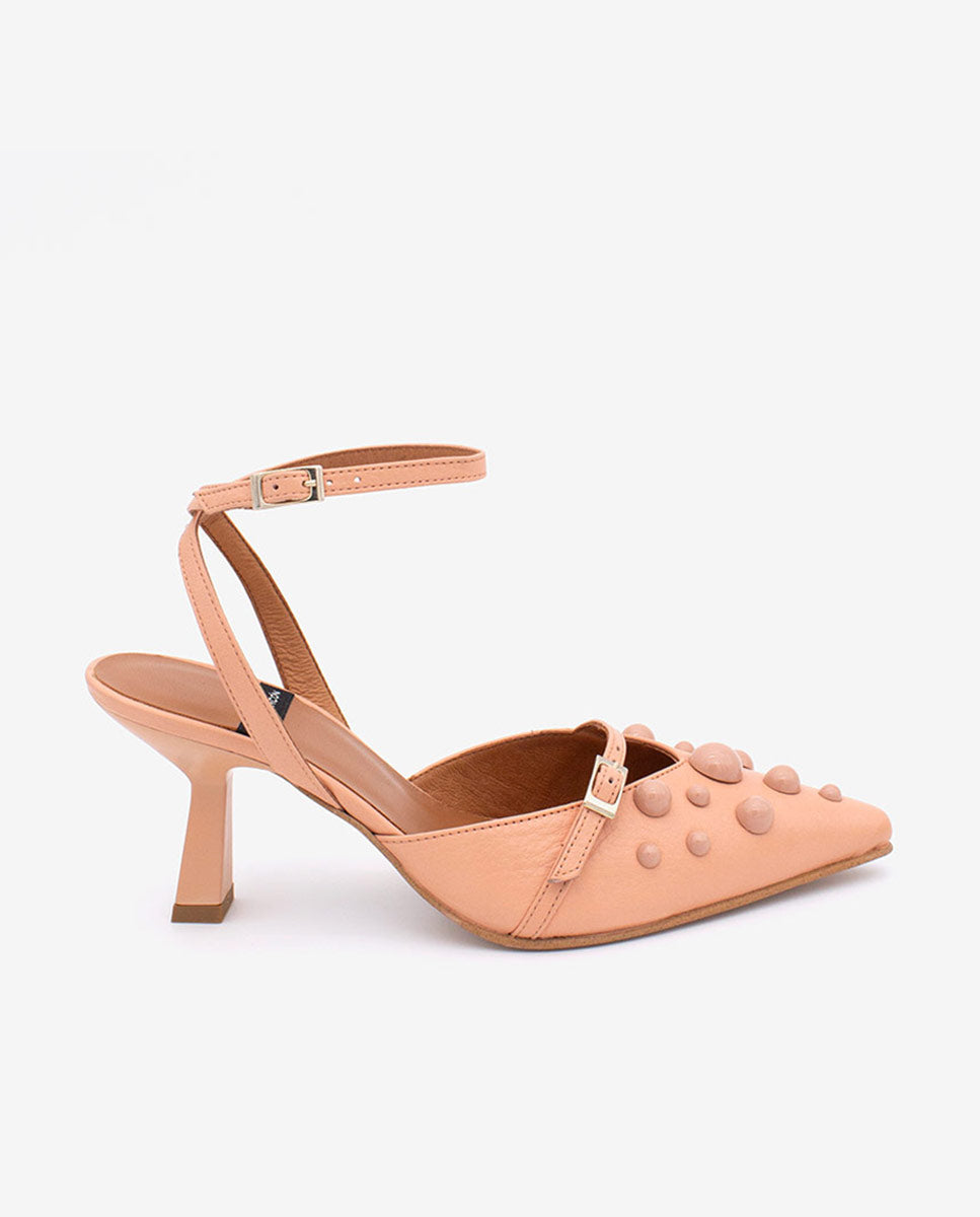 THERESE - Zapatos de salón atado al tobillo con adornos de piel – Talla 37 – Ángel Alarcón