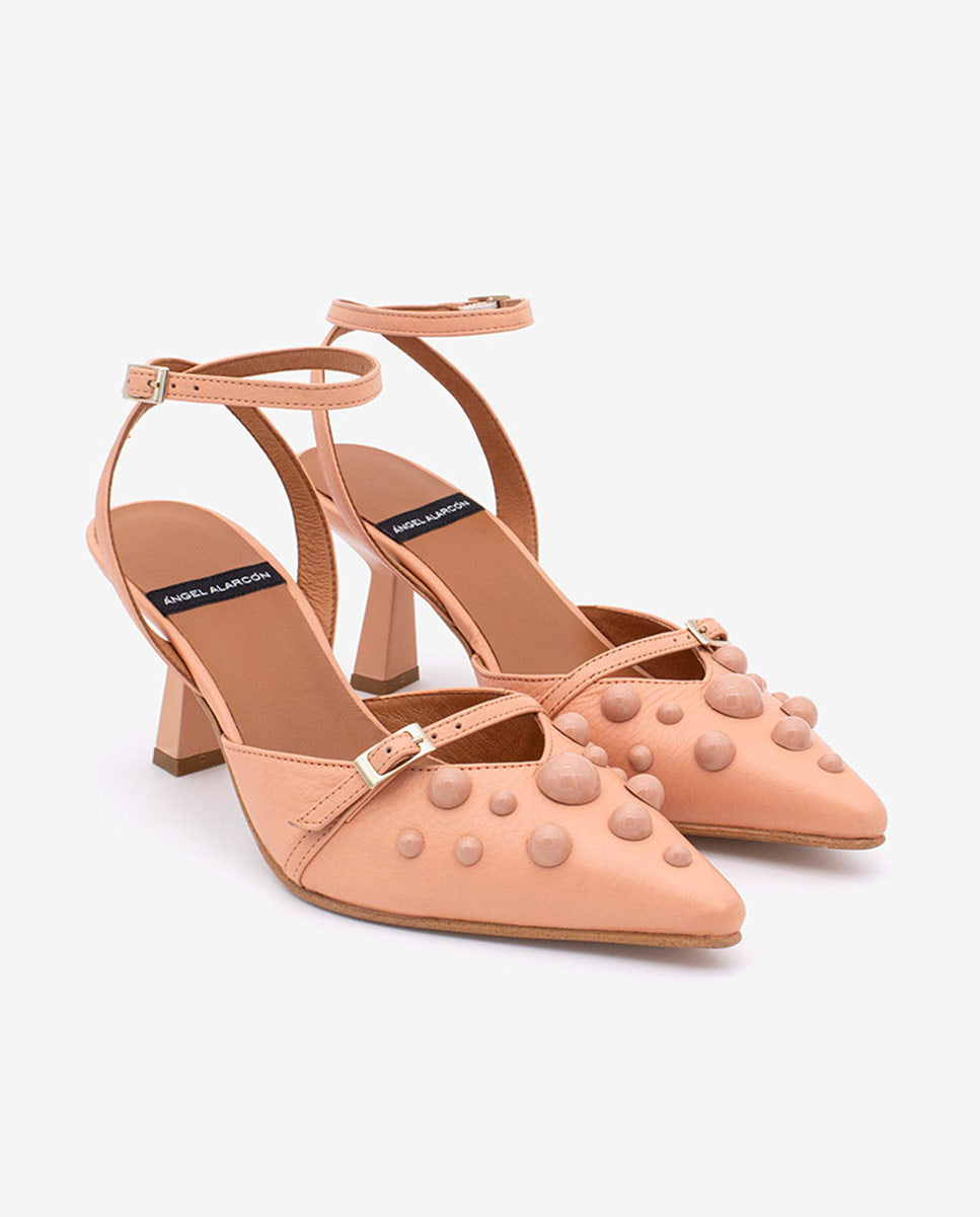 THERESE - Zapatos de salón atado al tobillo con adornos de piel – Talla 38 – Ángel Alarcón