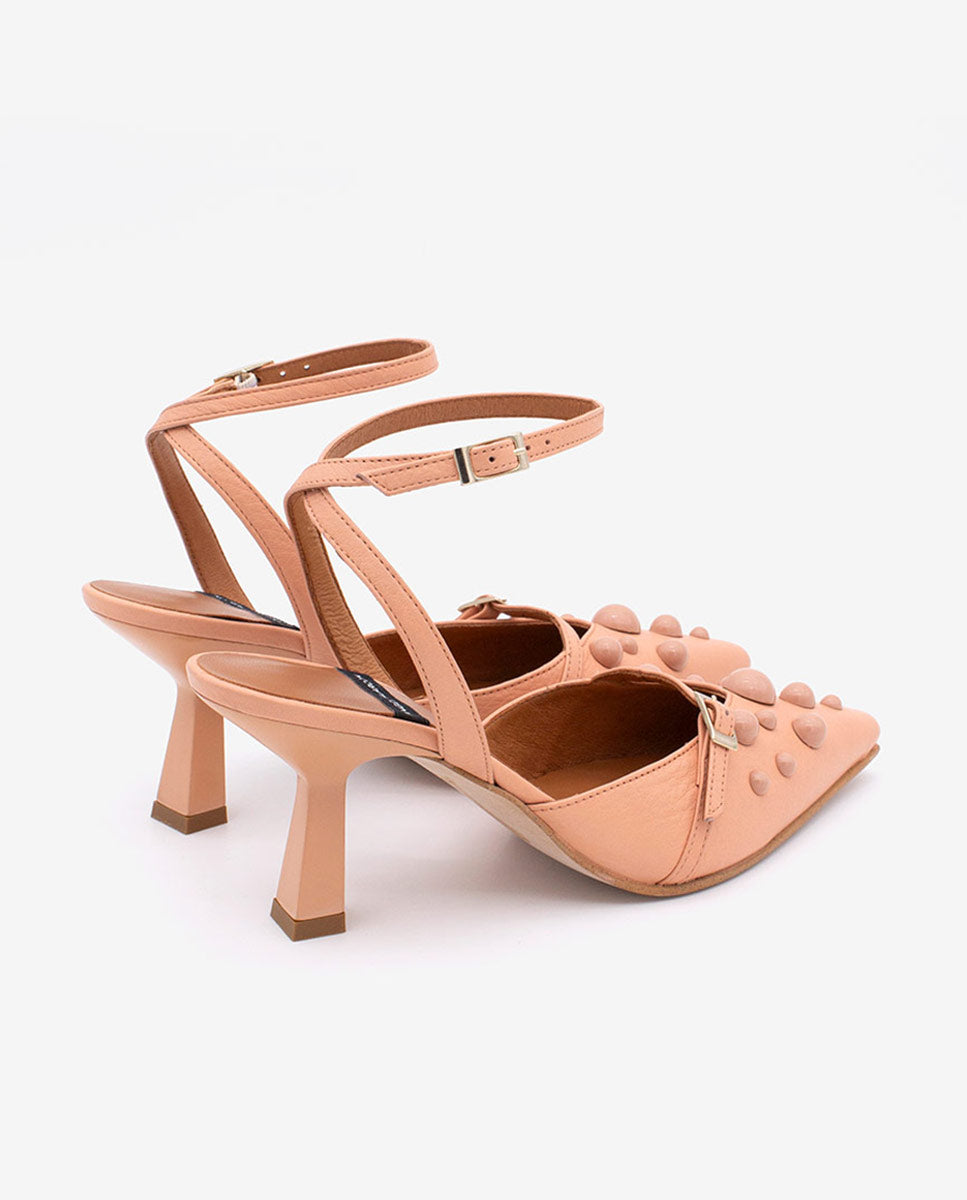 THERESE - Zapatos de salón atado al tobillo con adornos de piel – Talla 38 – Ángel Alarcón