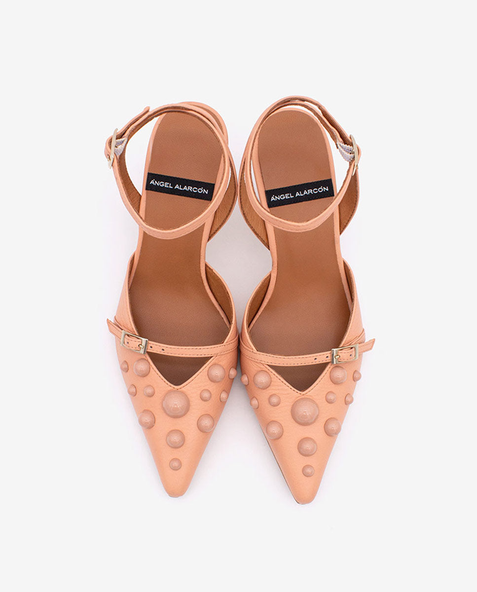 THERESE - Zapatos de salón atado al tobillo con adornos de piel – Talla 38 – Ángel Alarcón