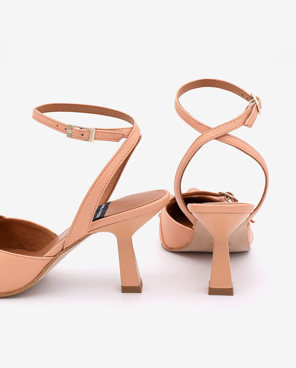 THERESE - Zapatos de salón atado al tobillo con adornos de piel – Talla 38 – Ángel Alarcón