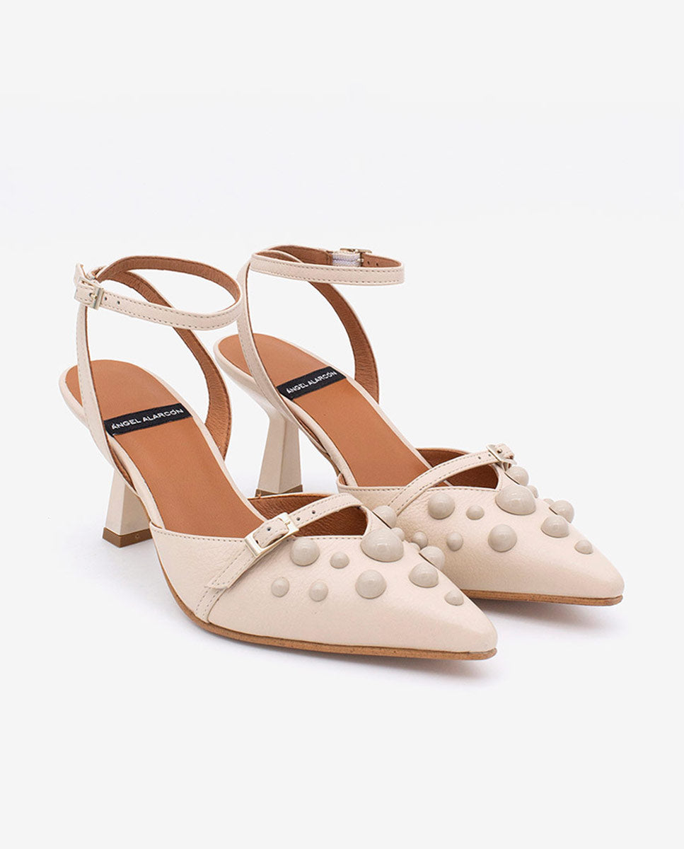 THERESE - Zapatos de salón atado al tobillo con adornos de piel – Talla 36 – Ángel Alarcón