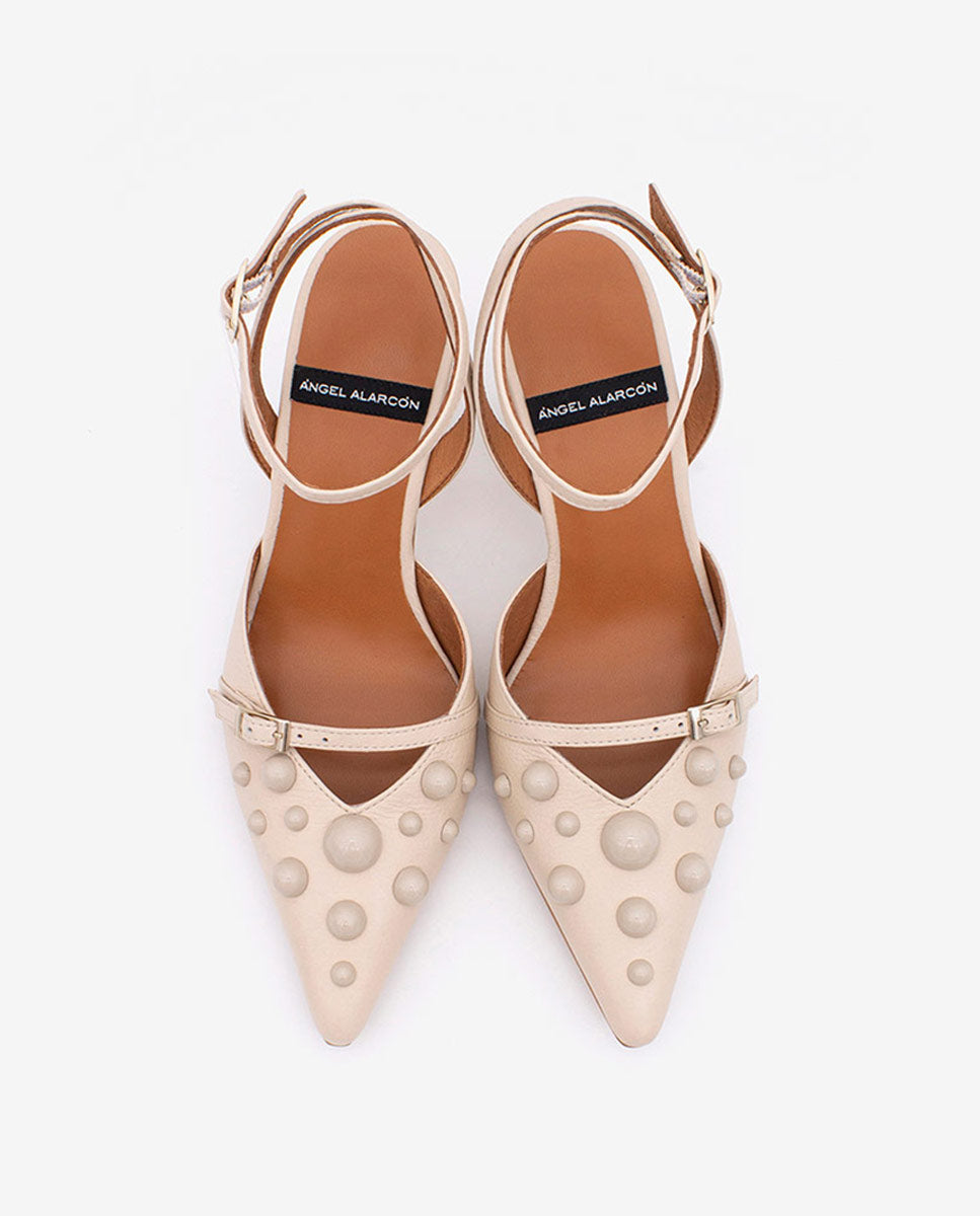 THERESE - Zapatos de salón atado al tobillo con adornos de piel – Talla 36 – Ángel Alarcón