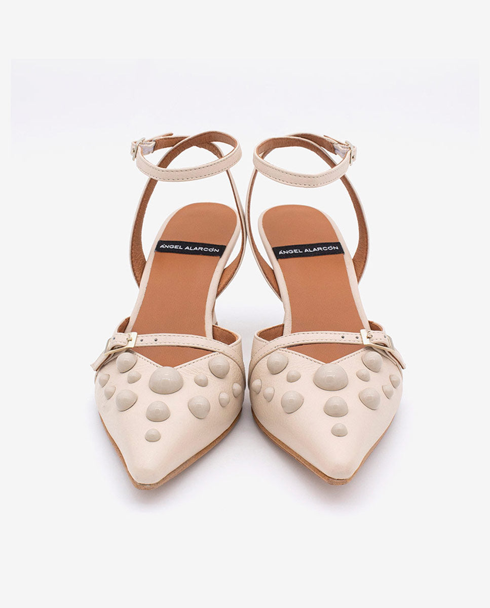 THERESE - Zapatos de salón atado al tobillo con adornos de piel – Talla 37 – Ángel Alarcón