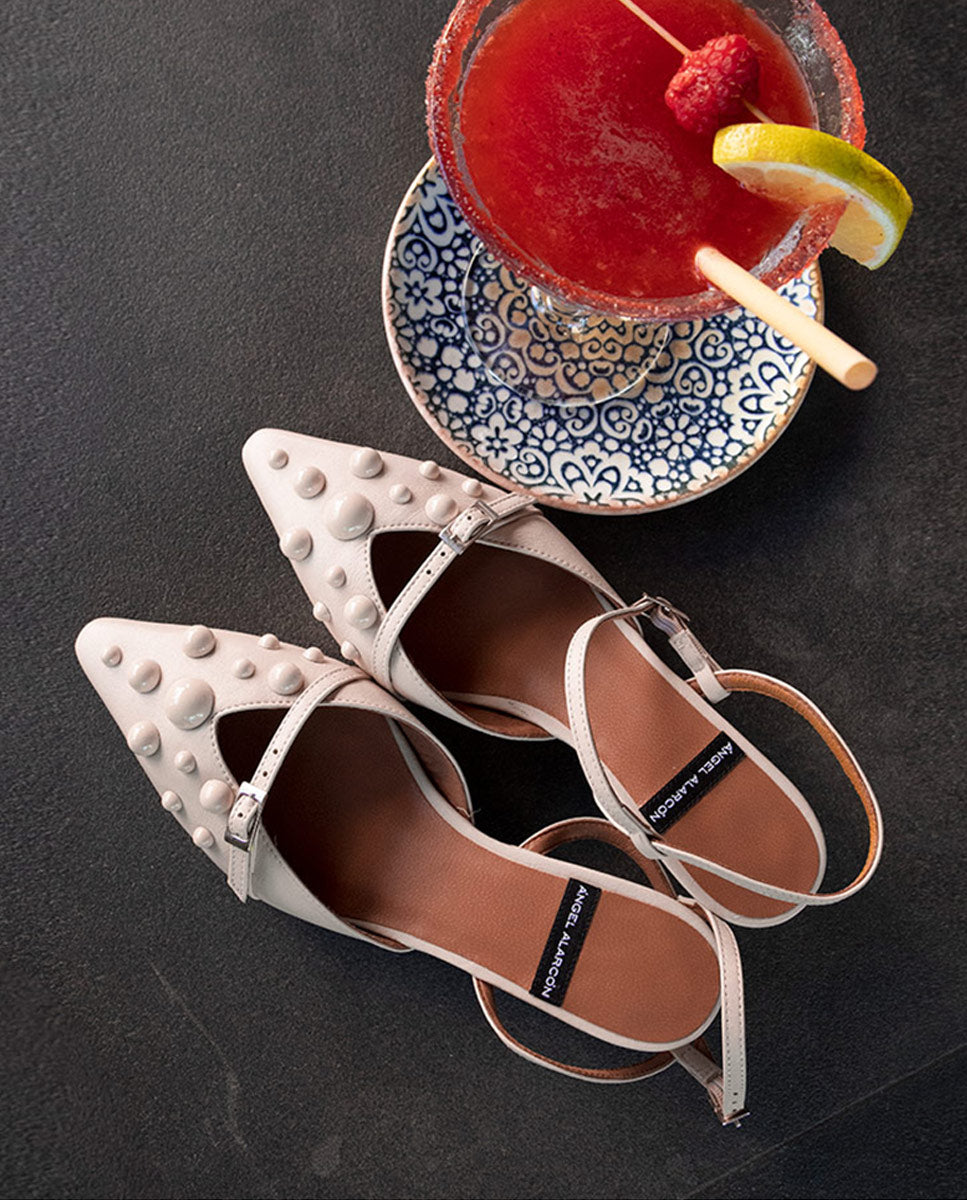 THERESE - Zapatos de salón atado al tobillo con adornos de piel – Talla 36 – Ángel Alarcón
