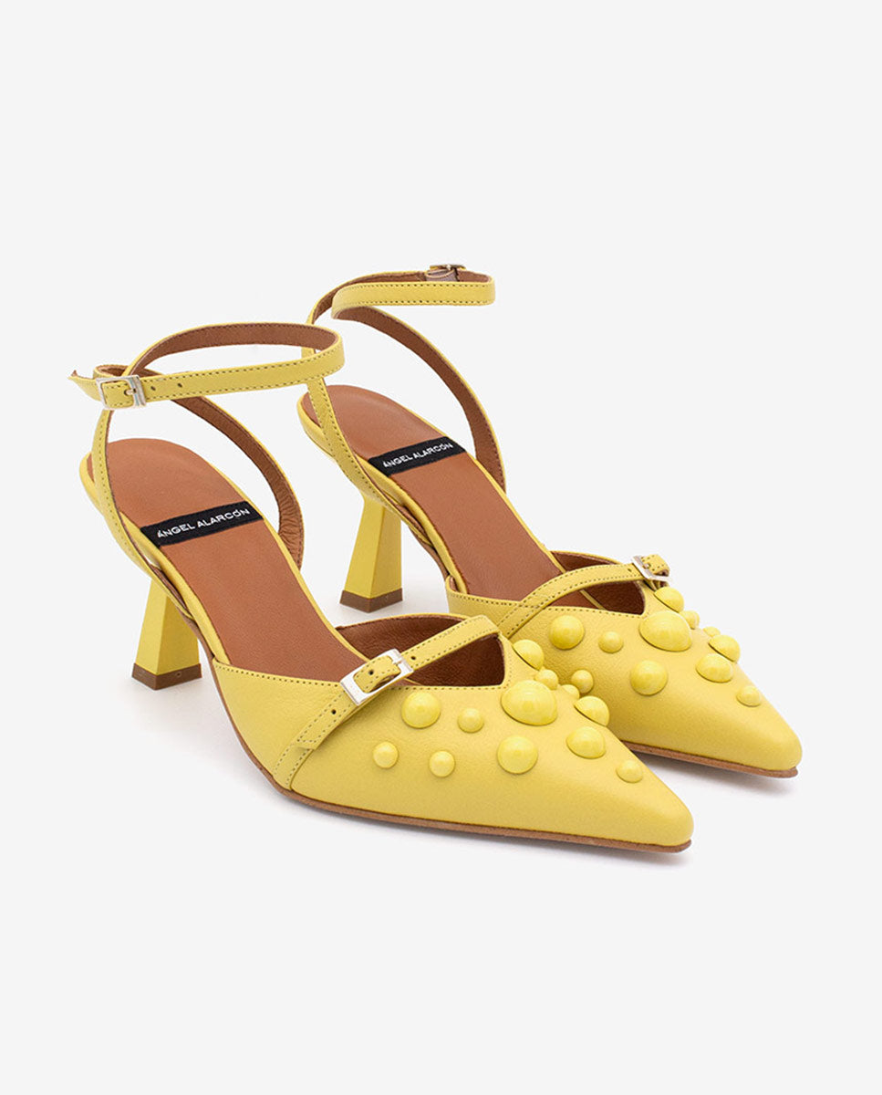 THERESE - Zapatos de salón atado al tobillo con adornos de piel – Talla 39 – Ángel Alarcón