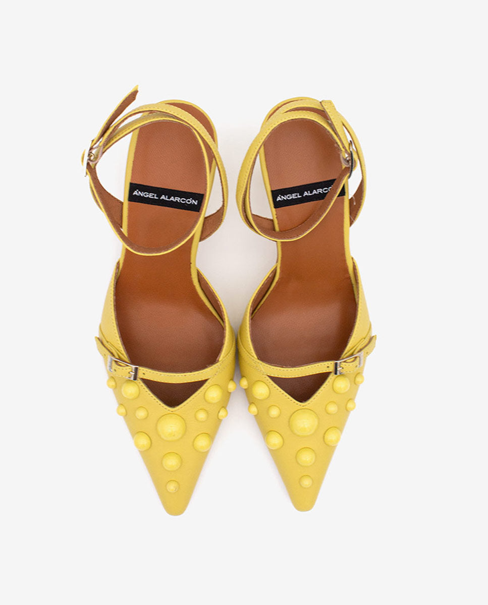 THERESE - Zapatos de salón atado al tobillo con adornos de piel – Talla 39 – Ángel Alarcón