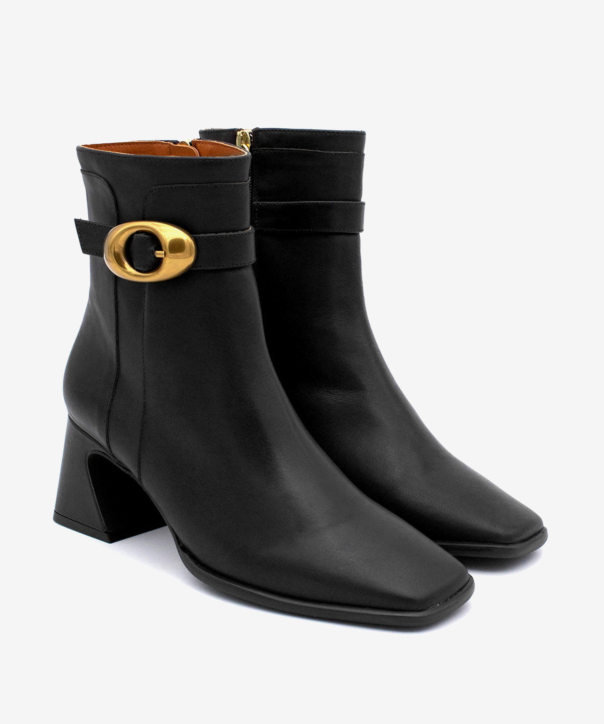 SANDRIE – Botín de mujer con tacón y cremallera de piel – negro – Talla 35 – Ángel Alarcón