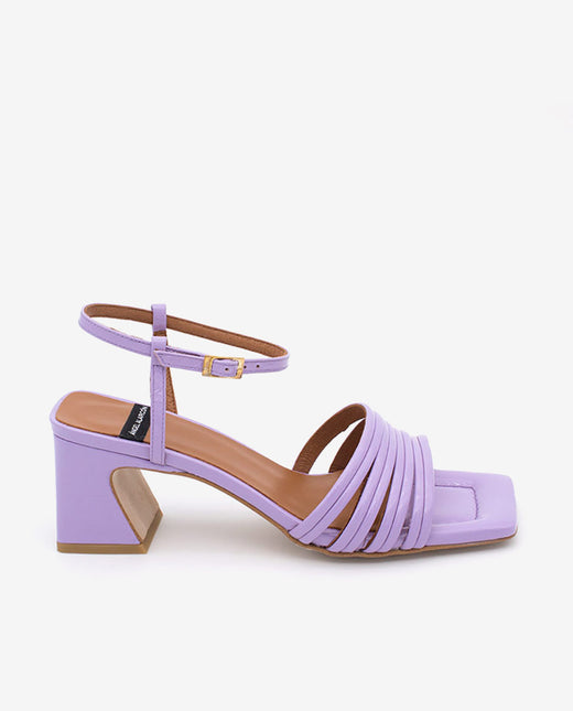 ROBERTS – Sandalia de tacón multitiras en piel texturizada con pulsera al tobillo – Talla 35 – Ángel Alarcón