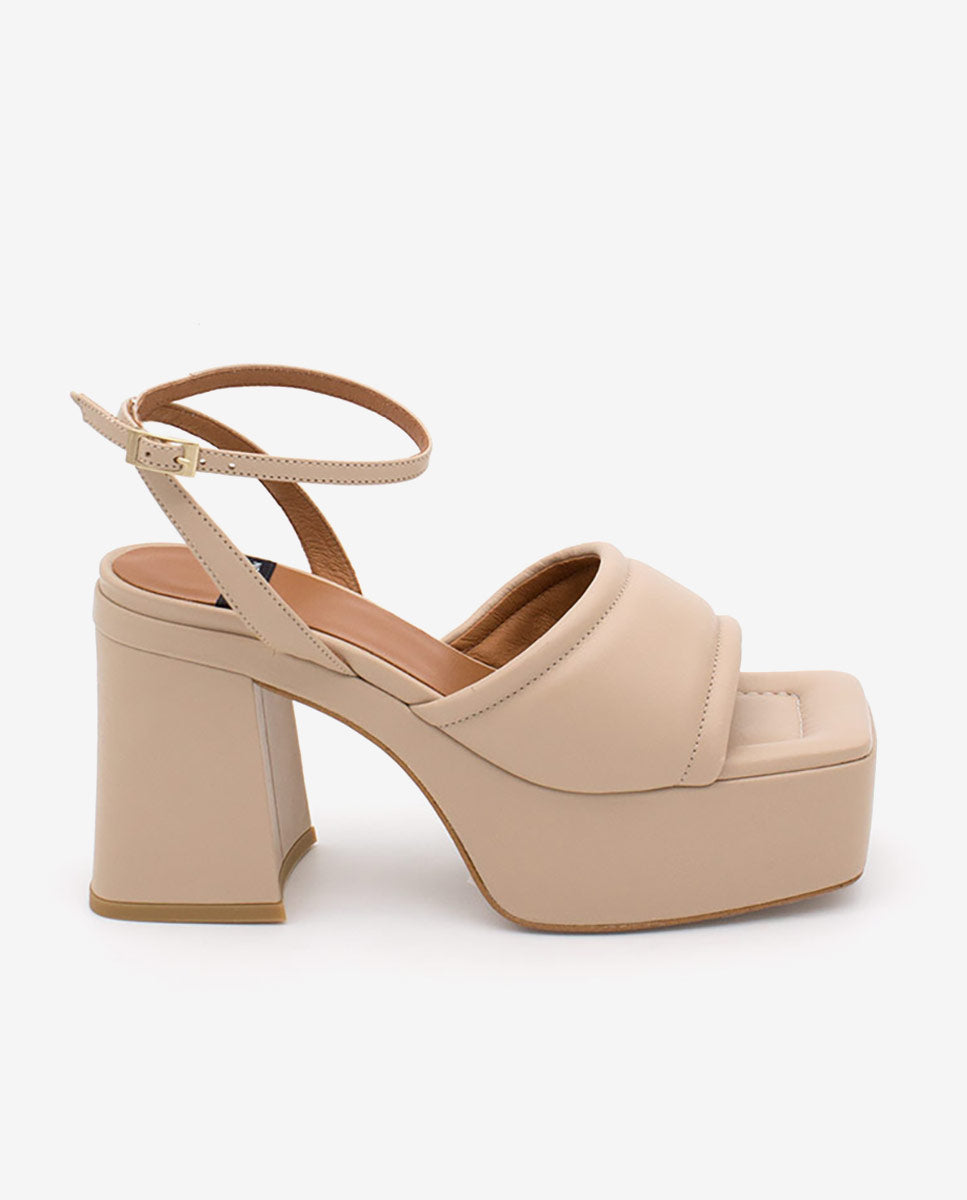 PATTY – Sandalia acolchada de tacón ancho y plataforma de piel – Talla 35 – Ángel Alarcón