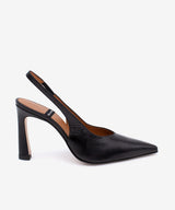 AINA – Stiletto destalonado con tacón alto de piel texturizada – negro – Talla 37 – Ángel Alarcón