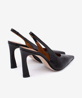 AINA – Stiletto destalonado con tacón alto de piel texturizada – negro – Talla 38 – Ángel Alarcón