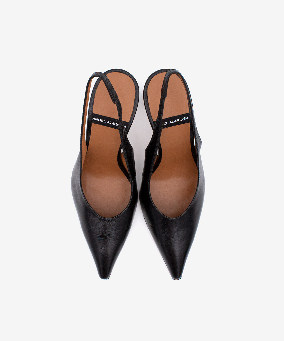 AINA – Stiletto destalonado con tacón alto de piel texturizada – negro – Talla 39 – Ángel Alarcón
