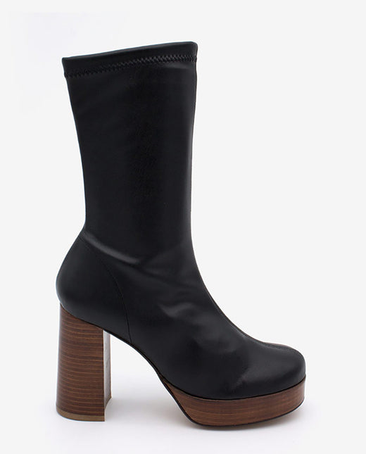 ANDERSON – Bota elástica negra de tacón ancho con plataforma – negro – Talla 35 – Ángel Alarcón