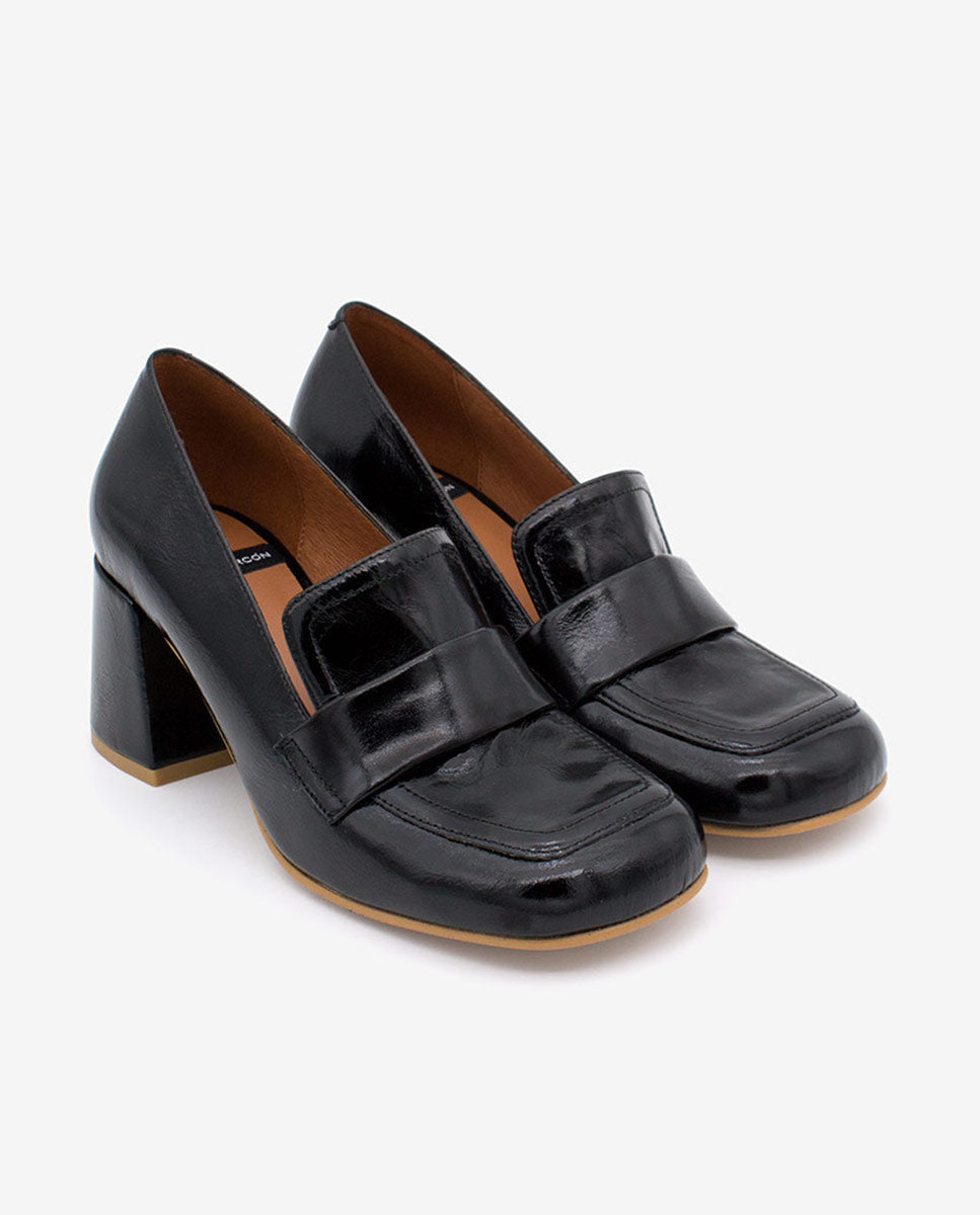 ABDUL – Mocasín de piel con punta redonda y tacón cómodo piel texturizada – negro – Talla 36 – Ángel Alarcón