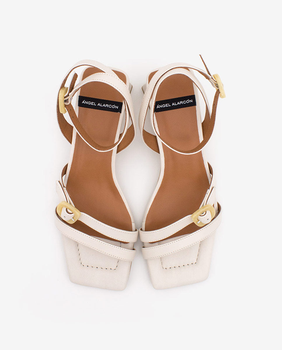 ROBERTS – Sandalia de tacón multitiras con pulsera al tobillo de piel – Talla 38 – Ángel Alarcón