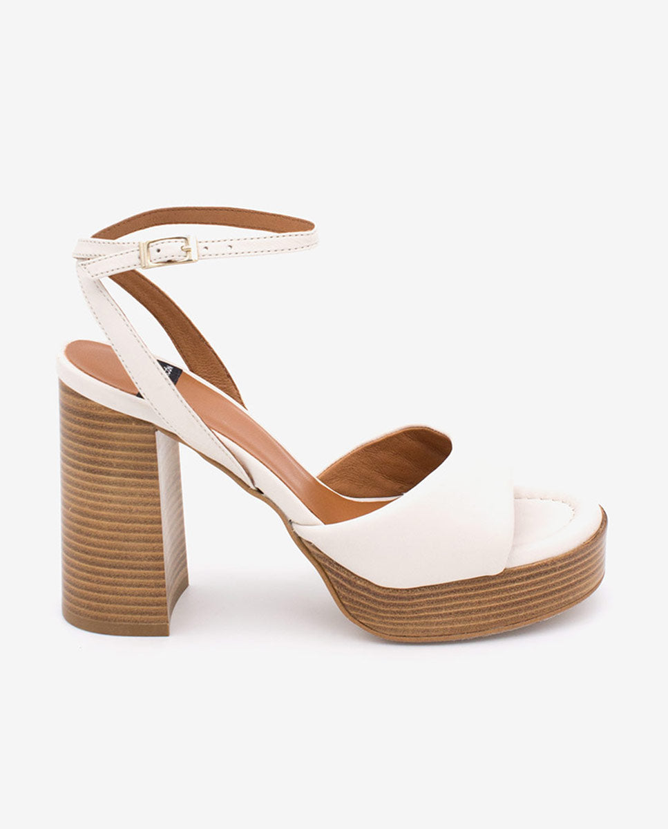 ELMAR – Sandalia acolchada con tacón ancho y plataforma de piel – Talla 35 – Ángel Alarcón