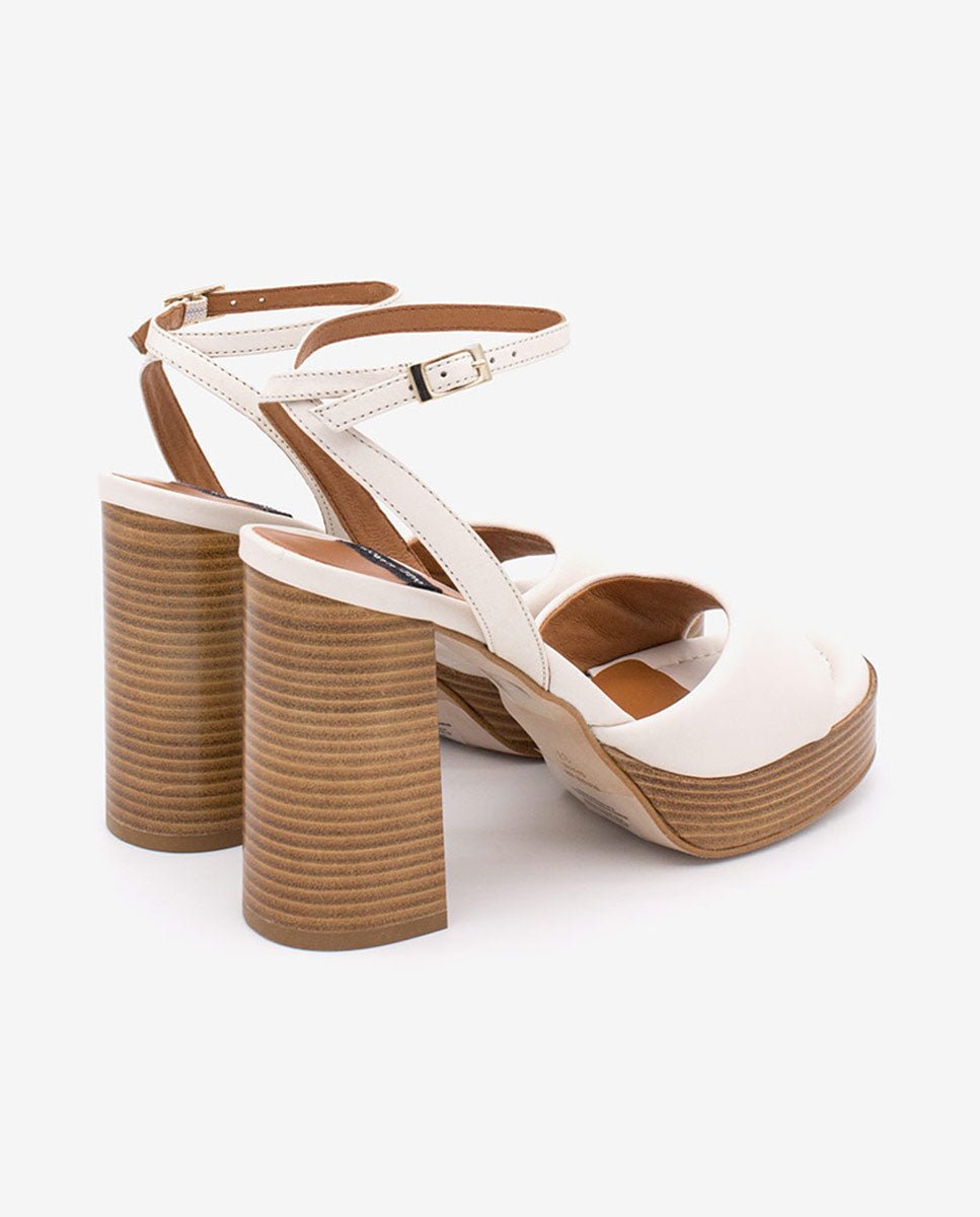 ELMAR – Sandalia acolchada con tacón ancho y plataforma de piel – Talla 38 – Ángel Alarcón